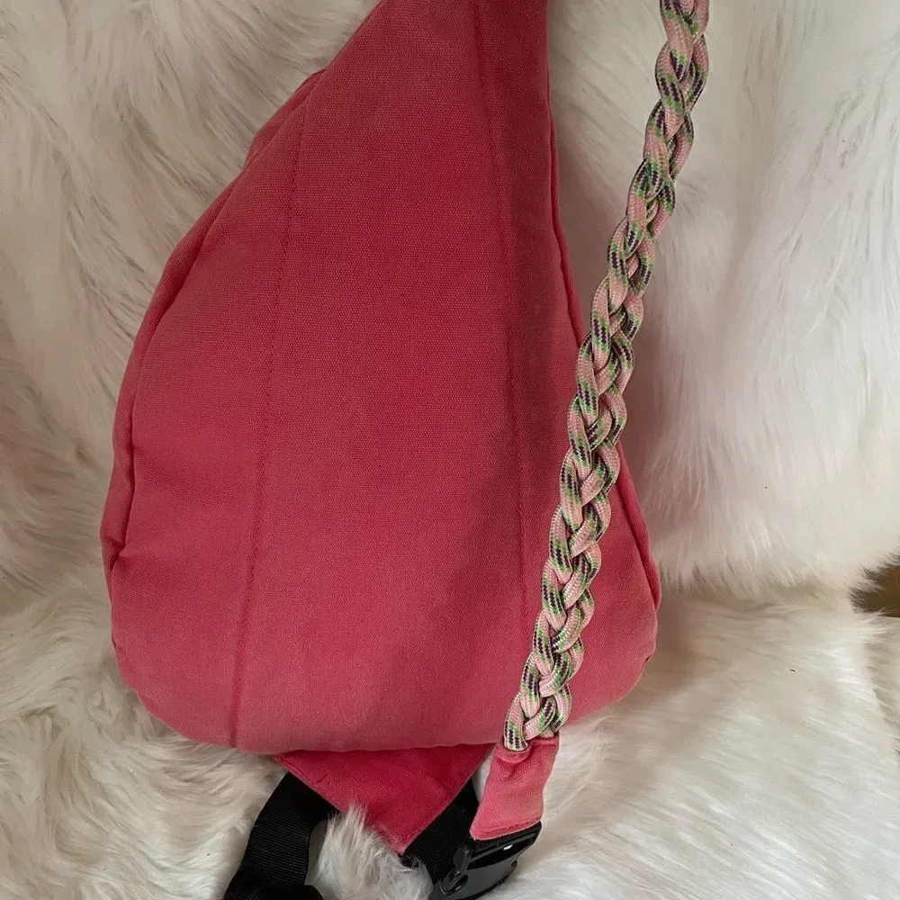 Ubun2bag canvas orange rope sling bag anti theft .